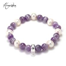 Thomas Purple Stone, Freshwater Pearl Bead Charm Bracelet, European Glamour Jewelry Soul Gift for Women Drop Shipping TS B301 2024 - buy cheap