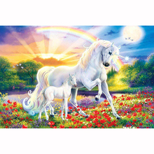 Pintura de diamantes 5D DIY, punto de cruz de arcoíris, animales, unicornios, bordado de diamantes de imitación, pegatinas de pared, decoración 2024 - compra barato