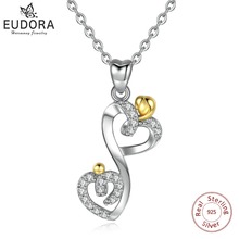 EUDORA Original 925 Sterling Silver mother Pendant Crystal Necklace Fine Jewelry for Mother Children Birthday Surprise Gift D294 2024 - buy cheap