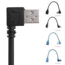 OOTDTY USB 3,0 tipo A ángulo izquierdo/Derecho 90 grados macho A hembra recta Cable adaptador Cable de extensión 2024 - compra barato