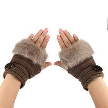 Amaizng-guantes sin dedos de piel sintética para mujer, para la muñeca manopla cálida y suave, moda de invierno 2024 - compra barato