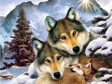 New mosaic full laid diamond painting embroidery Winter Wolf Families Animal bead cross stitch painting handwork wall decor CQ75 2024 - buy cheap