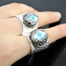 New Charms ~ 5pcs Silver Plated Rhinestone Crystal Rings , Shell  Eye Ring Jewelry Finding 2024 - buy cheap