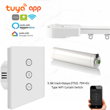Система автоматизации штор с приложением Tuya, Dooya DT52S 75 Вт + 5,5 м или меньше + переключатель для штор Европейского типа с Wi-Fi, поддержка Alexa/Google Home 2024 - купить недорого