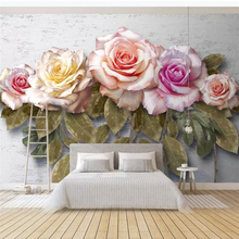 Wellyu-moderna pintura de parede no fundo da tv, mural grande de flores de rosa e jardim customizado. papel de parede verde 2024 - compre barato