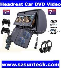 free shipping one pair 7 inch headrest dvd with zipper cover+IR wireless headphone+32bit game+USB+SD+FM 2024 - купить недорого