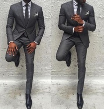 Terno masculino de corte justo, jaqueta + calças, smoking clássico, para festa de negócios, 2 peças, traje de baile 2024 - compre barato