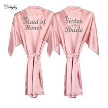 Sisbigdey dark pink bridal party robe women wedding dressing gown bridesmaid bride getting married robes 2024 - buy cheap