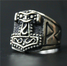 Drop Ship Size 7-13 Skull Thor Hammer Ring 316L Stainless Steel Mens Ladies Movie Style Cool Hammer Ring 2024 - buy cheap