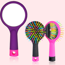 Cepillo mágico Antiestático de 3 colores, herramientas de estilismo de arcoíris, cabezal antienredos, masajeador con espejo 2024 - compra barato
