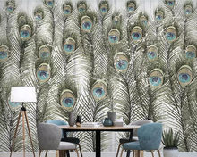 Modern minimalist nordic peacock feather 3d wallpaper mural papel de parede for living room sofa TV wall bedroom restaurant bar 2024 - buy cheap