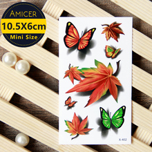 Waterproof Temporary Tattoo Sticker 3D Tattoo Maple Leaves Butterfly Water Transfer Fake Tattoo Flash Tattoo For Men Women Girl 2024 - buy cheap