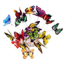 25 pçs 3d borboleta em varas casa quintal gramado vaso de flores decoração da planta jardim diy decoração do gramado falso butterefly cor aleatória 2024 - compre barato