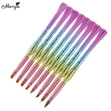 Monja 8 Style Nail Art Mermaid Handle Acrylic UV Gel Extension Liquid Powder Carving Brush Flower Gradient Drawing Painting Pen 2024 - buy cheap