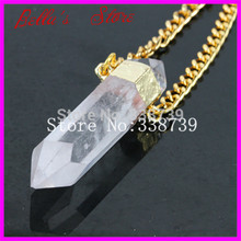 1pc Nature Clear Crystal Quartz Hexagonal Point Gems Stone Necklace In 24K Gold Chain Nature Druzy Quartz Pendant Necklace 2024 - buy cheap