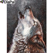 DIAPAI Алмазная картина 5D DIY 100% полностью квадратная/круглая дрель "Животные волк пейзаж" Алмазная вышивка крестиком 3D декор A18568 2024 - купить недорого