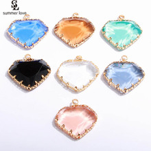 5pcs/lot Geometric Heart Crystal Charms for DIY Jewelry Making Gold Colorful Pendant Fit Bracelet Necklace Earring Accessories 2024 - buy cheap