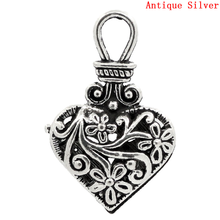 Doreen Box Lovely Charm Pendants Heart Silver Color Hollow Flower Carved 31x19mm,10PCs (B23064) 2024 - buy cheap