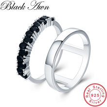 Classic 4.7g 925 Sterling Silver Fine Jewelry Engagement Black Spinel Round Engagement  Ring for Women G034 2024 - buy cheap