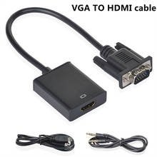 Преобразователь из VGA в HDMI кабель адаптер аудио 1080P 2K VGA HDMI адаптер бескислородная медь для ПК ноутбука к HDTV 2024 - купить недорого