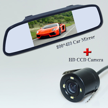 Monitor de espejo de coche 2 en 1, pantalla LCD de 5 pulgadas, sistema de aparcamiento automático para todos los modelos de coches, cámara de Vista trasera de coche HD CCD, envío gratis 2024 - compra barato