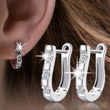 1 Pair Fashion Silver Plated Harp White  Hoop Earrings Women 1SOI 2024 - buy cheap