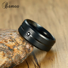 Мужское и женское кольцо из нержавеющей стали Bamos, простые черные круглые кольца для мужчин и женщин, модные свадебные украшения 2024 - купить недорого