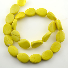 Natural Howlite Green Stone Beads Yellow Color Twisty Flat Oval Shape For Jewelry Making 5pc/lot 2024 - buy cheap