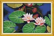 Water Lily Flower Cotton Canvas Cross Stitch Kits 100% Accurate Printed Embroidery DIY Handmade Needle work Wall Home Decor 2024 - buy cheap