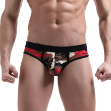 Cueca camuflada masculina, cueca boxer sexy para homens, respirável e confortável 2024 - compre barato