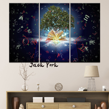 Pintura en lienzo de libros de arte creativo y árbol, 3 piezas, arte de pared, papel tapiz Modular, póster impreso, decoración para el hogar y la sala de estar 2024 - compra barato