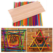 Bastões de madeira coloridos, 100 peças, faça você mesmo, arte do trabalho, artesanato, brinquedos, molde, sorvete, picolé, vara 2024 - compre barato