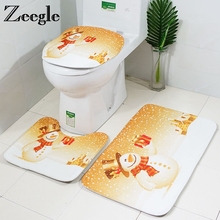 Zeegle decoração de natal tapete de banho 3 pçs tapete de banheiro antiderrapante tapete de chuveiro tapete de toalete tapete de toalete capa de banho absorvente 2024 - compre barato
