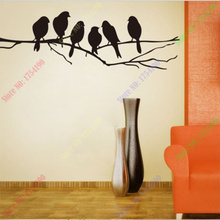 Pegatinas de pared de rama de pájaros negros, pegatinas de pared de rama de pájaros, arte de decoración del hogar para sala de estar, 18x58cm, Envío Gratis 2024 - compra barato