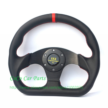 Universal Rivet Racing Car Steering Wheel Flat Leather Sport Steering Wheel 325mm Red Stripe Game Steering Wheel 2024 - buy cheap