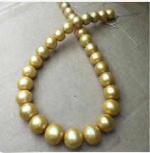 Big 16-12mm golden pearl necklace 18inch  36" Yellow Clasp 2024 - buy cheap