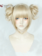 My Boku no Hero Academia Himiko Toga Short Linen Golden Blonde Ponytail Hair Cosplay Costume Wig + Track + Cap 2024 - buy cheap