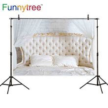 Funnytree white backdrop photography studio vintage Headboard brick wall bed photo background photophone photocall photozone 2024 - buy cheap