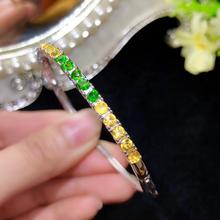 attractive colorful natural tourmaline bracelet  for women jewelry real 925 silver bangle natural gem girl date gift 2024 - buy cheap