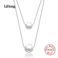 New 100% 925 Sterling Silver Jewelry for Women Pearl Double Necklace Elegant Lady Wedding Necklace 2024 - buy cheap