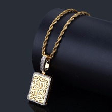 AAA+ CZ Pave Bling Ice Out Golden Square Men Pendants Necklace Gold Silver Color Copper Material Men's Hip Hop Rapper Jewelry 2024 - buy cheap