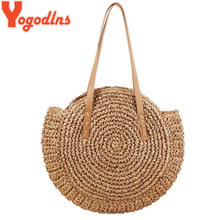 Yogodlns 2021 Round Straw Bags Women Summer Rattan Bag Simple Style Handmade Woven Beach Knitted Bag Circle Bohemia Handbag Bali 2024 - buy cheap