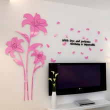 New style Lily 3D Acrylic mirror wall stickers Living room Bedroom water proof wall sticker Ornament Mural DIY art wall decor 2024 - buy cheap