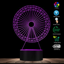 Roda do céu ilusão óptica noite lâmpada 3d luzes carrossel decorativo moderno iluminação roda gigante miúdo quarto iluminação decoração da lâmpada 2024 - compre barato