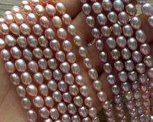 Perla Natural genuina 6x7mm perla redonda ovalada púrpura perlas de agua dulce real perlas sueltas DIY regalo una hebra agujero aprox. 1mm 2024 - compra barato