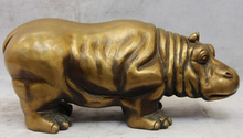 song voge gem S0917 China Brass Copper Carved Animal Hippo Hippopotamus River Horse behemoth Statue 2024 - buy cheap