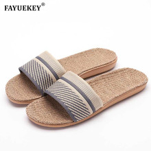 FAYUEKEY-Zapatillas de lino y lino para hombre, chanclas transpirables antideslizantes para la playa, suelo de moda, verano, 2019 2024 - compra barato