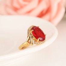 Золотые кольца высокого качества с красным кристаллом и фианитом золотого цвета для мужчин и женщин, ювелирные изделия, оптовая продажа, классические обручальные кольца для невесты, подарки 2024 - купить недорого