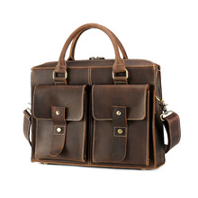 Bolsa de couro crazy horse masculina, durável, de alta qualidade, couro bovino engrossado, vintage, couro genuíno, valorizadora para homens 2024 - compre barato