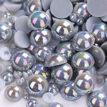 Mixed 3mm 4mm 5mm 6mm 8mm 10mm 1000pcs AB Color Half Round Acrylic Imitation Flatback Pearl Beads for Jewelry /Nail Art /Phone 2024 - buy cheap